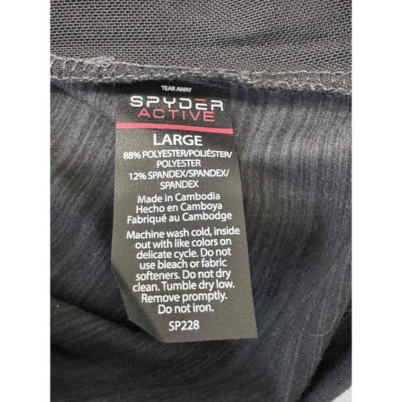 Spyder Black Zipper Pocket Short Sleeve Crew Neck Stretchy Athletic TShirt Large - Picture 3 of 9